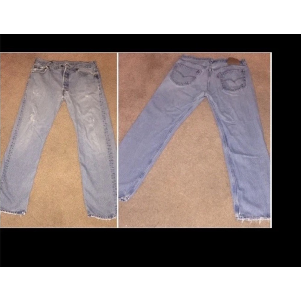 LEVI'S Distressed 501 Blu Denim Jeans 34 x 30.